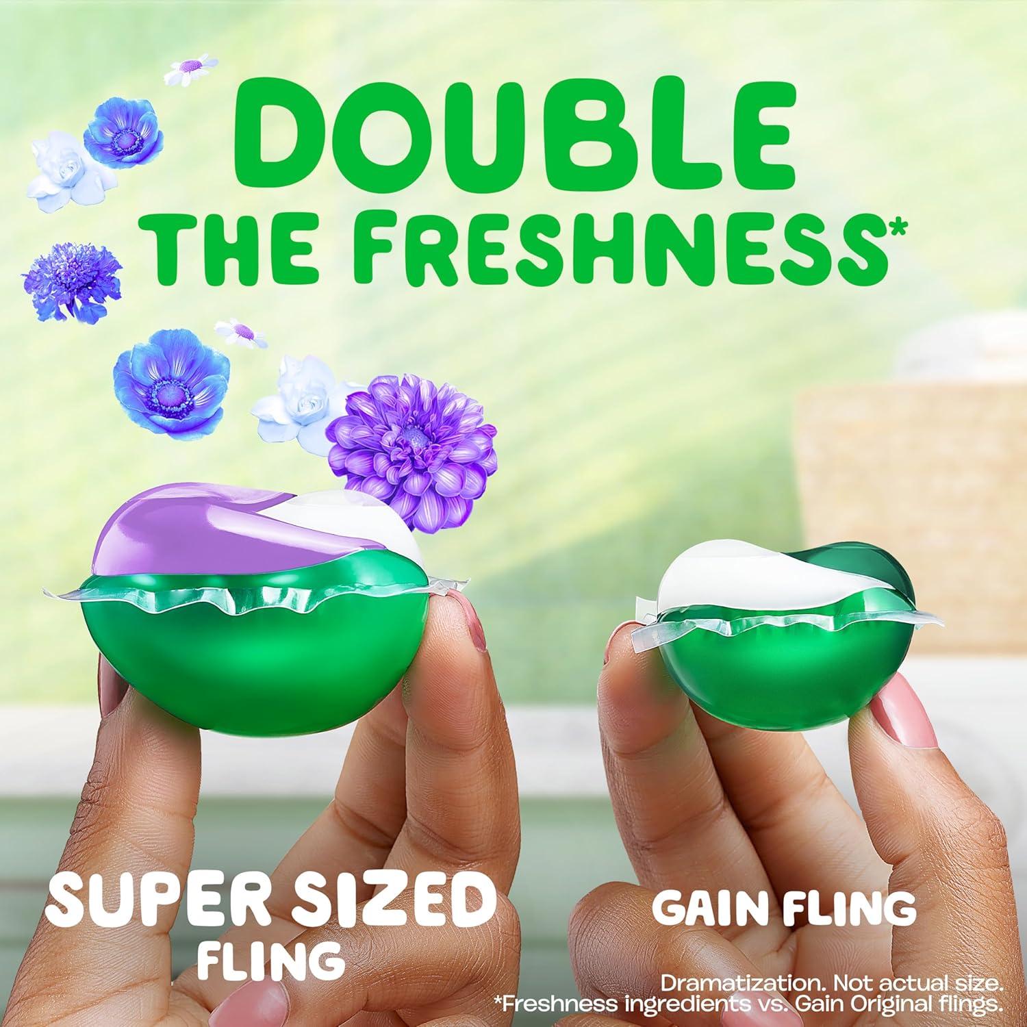 imageGain Laundry Bundle Super Sized Flings 3in1 Detergent Pacs with Febreze amp Oxi 45 Count InWash Laundry Scent Booster Beads 24 oz Dewdrop Daydream Scent