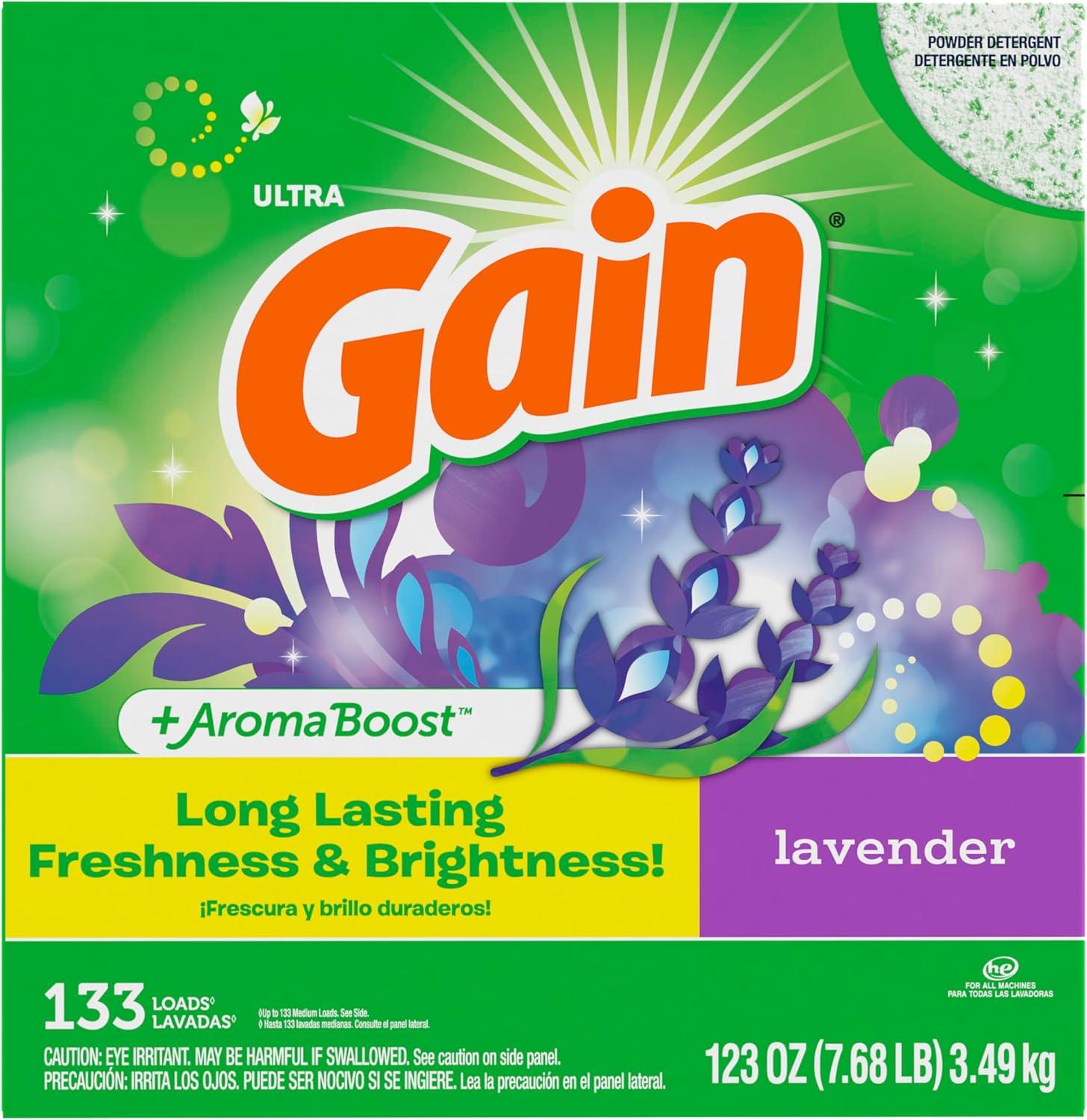 imageGain Powder Laundry Detergent Lavender Scent 133 Loads 123 OZ123 Ounce Pack of 1
