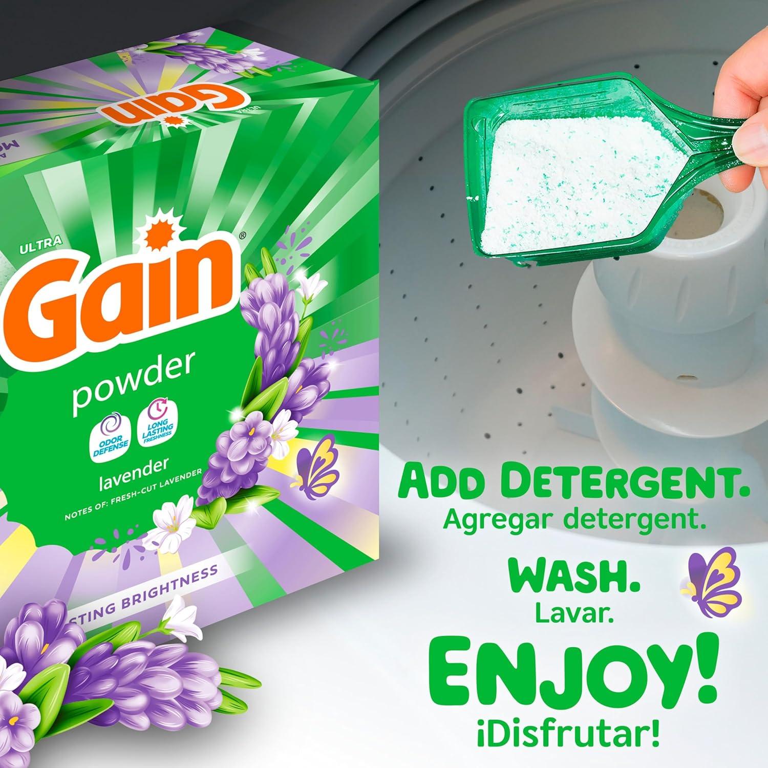 imageGain Powder Laundry Detergent Lavender Scent 133 Loads 123 OZ123 Ounce Pack of 2