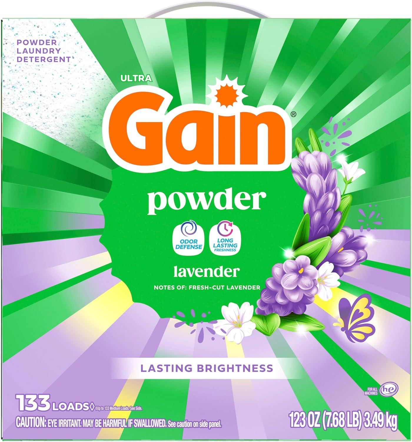 imageGain Powder Laundry Detergent Lavender Scent 133 Loads 123 OZ123 Ounce Pack of 2