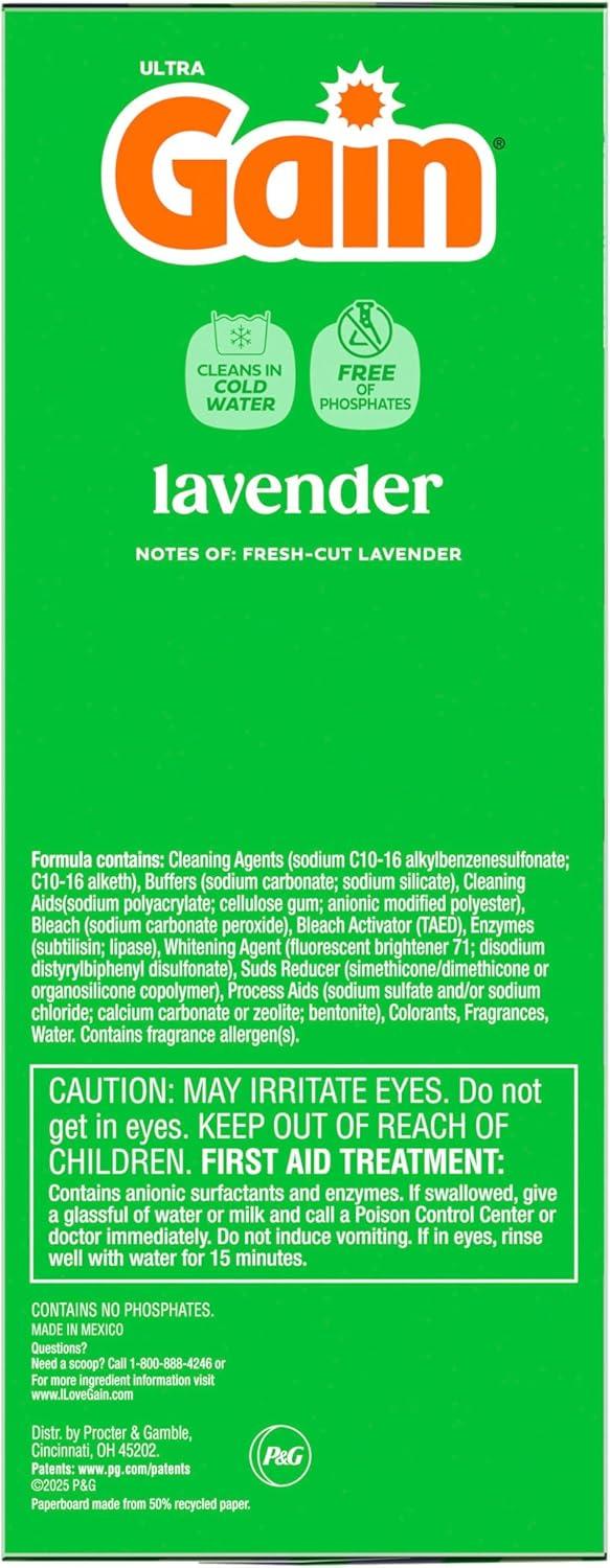 imageGain Powder Laundry Detergent Lavender Scent 133 Loads 123 OZ123 Ounce Pack of 2