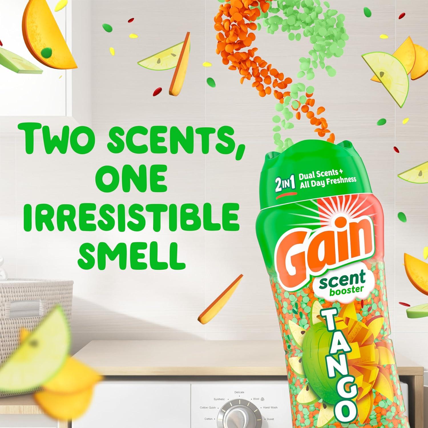 imageGain Tango 2in1 Laundry Scent Booster Beads Apple and Mango Scent 211 OZ Laundry Beads with Dual Scents Plus All Day FreshnessApple Mango Tango