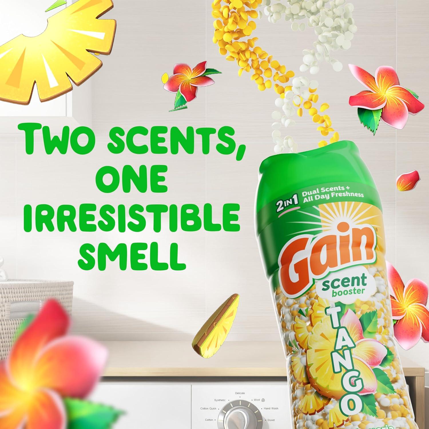 imageGain Tango 2in1 Laundry Scent Booster Beads Pia and Plumeria Scent 107 oz Laundry Beads with Dual Scents Plus All Day FreshnessPia Plumeria