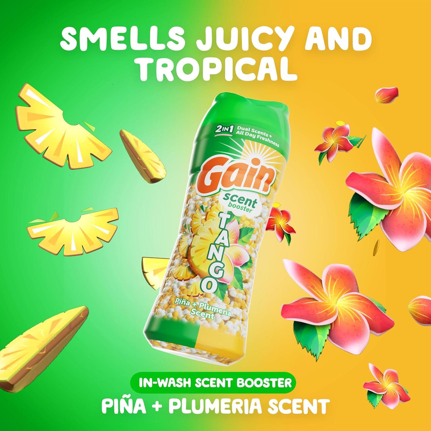 imageGain Tango 2in1 Laundry Scent Booster Beads Pia and Plumeria Scent 107 oz Laundry Beads with Dual Scents Plus All Day FreshnessPia Plumeria