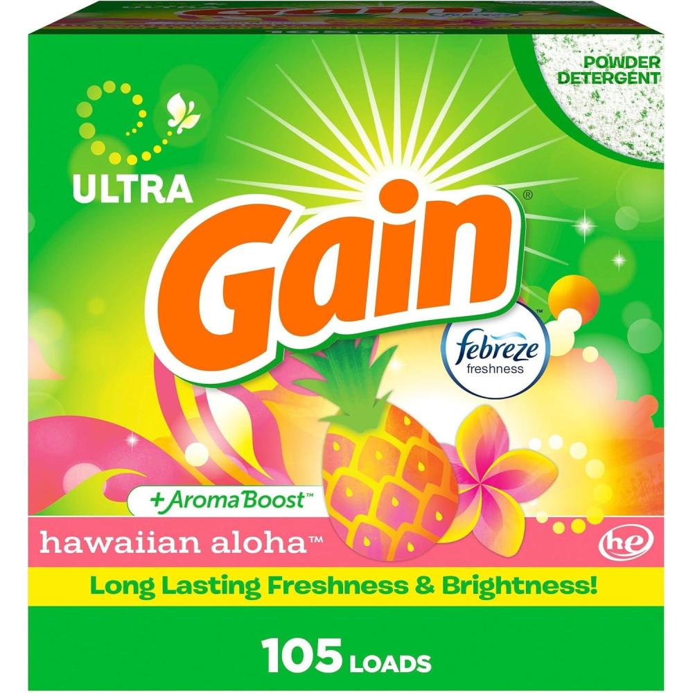 imageGain Powder Laundry Detergent Hawaiian Aloha Scent 105 Loads 135 OZ