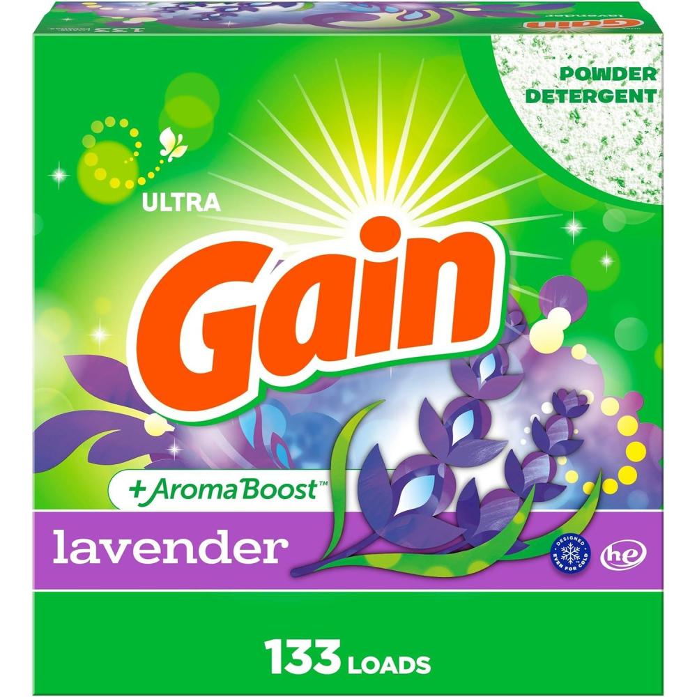 imageGain Powder Laundry Detergent Lavender Scent 133 Loads 123 OZ123 Ounce Pack of 1