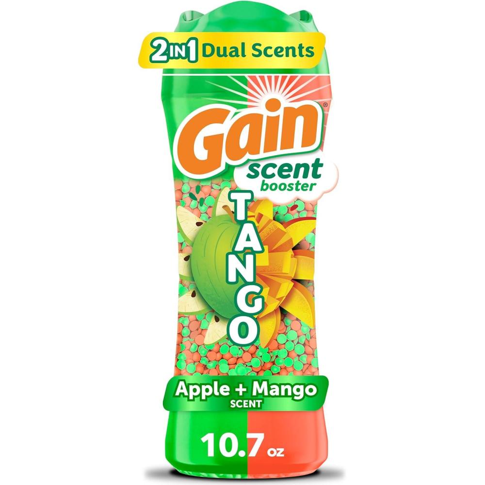 imageGain Tango 2in1 Laundry Scent Booster Beads Apple and Mango Scent 211 OZ Laundry Beads with Dual Scents Plus All Day FreshnessApple Mango Tango
