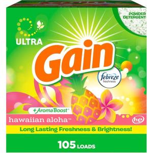 Gain Powder Laundry Detergent, Hawaiian Aloha Scent, 105 Loads, 135 OZ