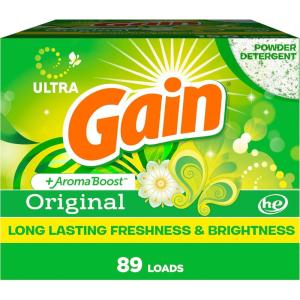 Gain Powder Laundry Detergent, Original Scent, 133 Loads, 123 OZ(Original Scent)