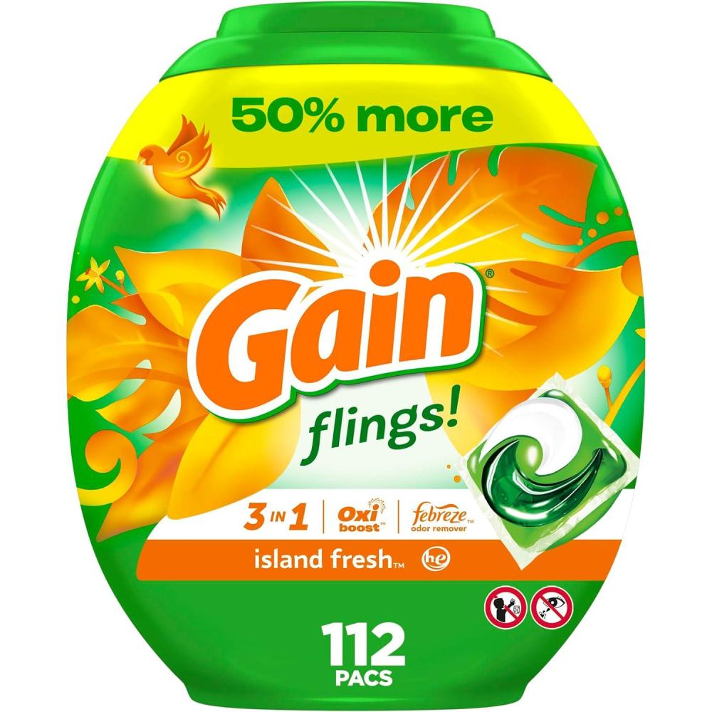 imageGain Flings Liquid Laundry Detergent Island Fresh Scent 112 Count HE CompatibleSunshineFresh