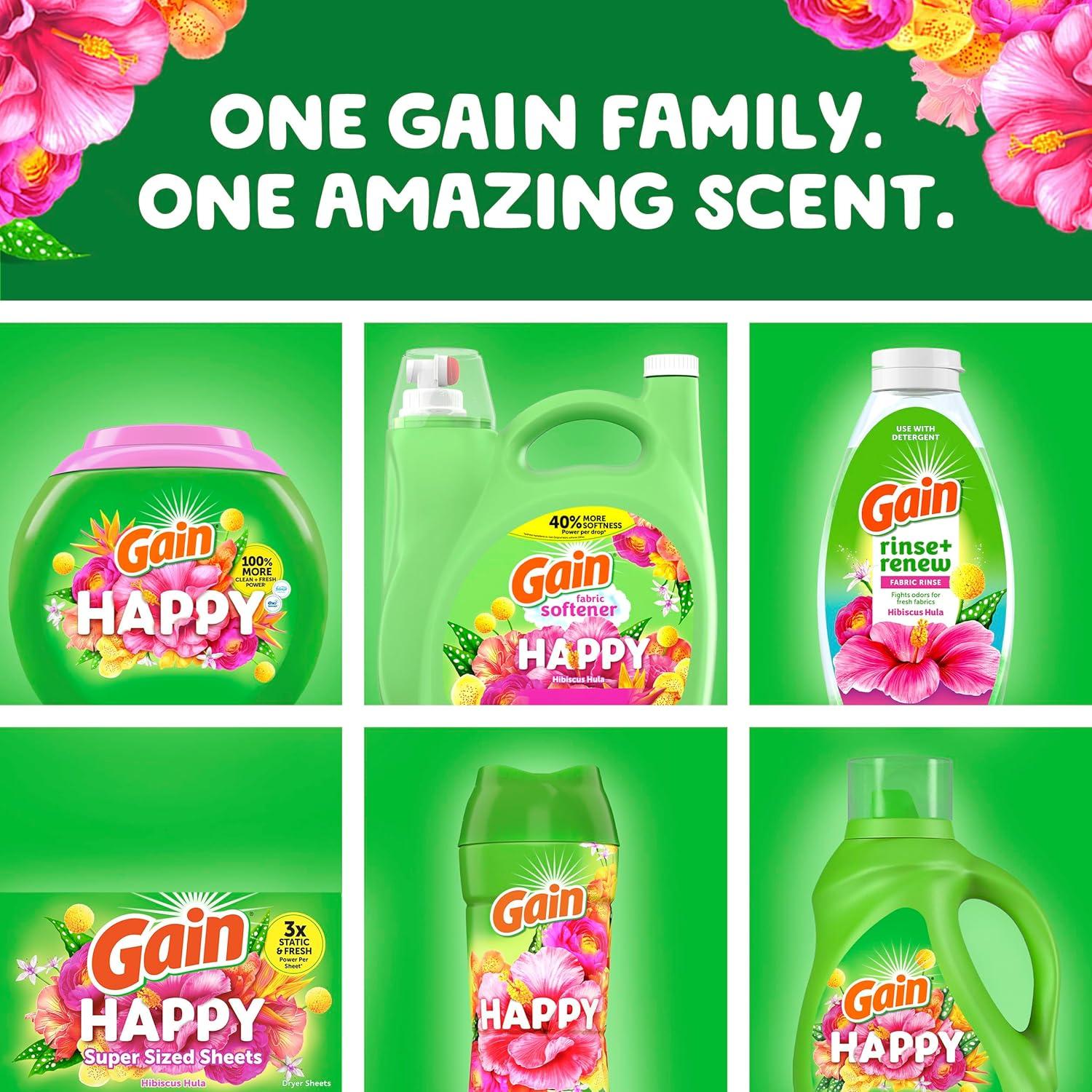 imageGain Liquid Fabric Softener Fabric Conditioner Softening Laundry Conditioner Happy 127 fl oz 188 Loads