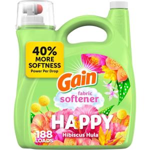 Gain Liquid Fabric Softener, Fabric Conditioner, Softening Laundry Conditioner, Happy, 127 fl oz, 188 Loads
