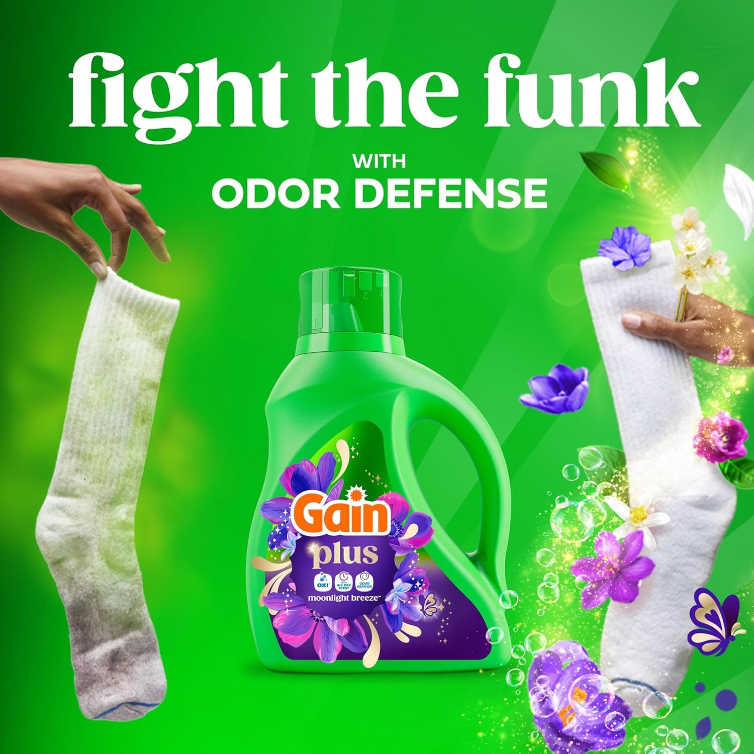 imageGain Plus Liquid Laundry Detergent Cleaner Fresher Now with Oxi Moonlight Breeze Scent 99 fl oz 75 Loads170 Fl Oz Pack of 1