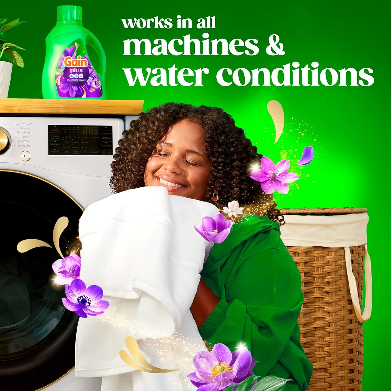 imageGain Plus Liquid Laundry Detergent Cleaner Fresher Now with Oxi Moonlight Breeze Scent 99 fl oz 75 Loads99 Fl Oz Pack of 1