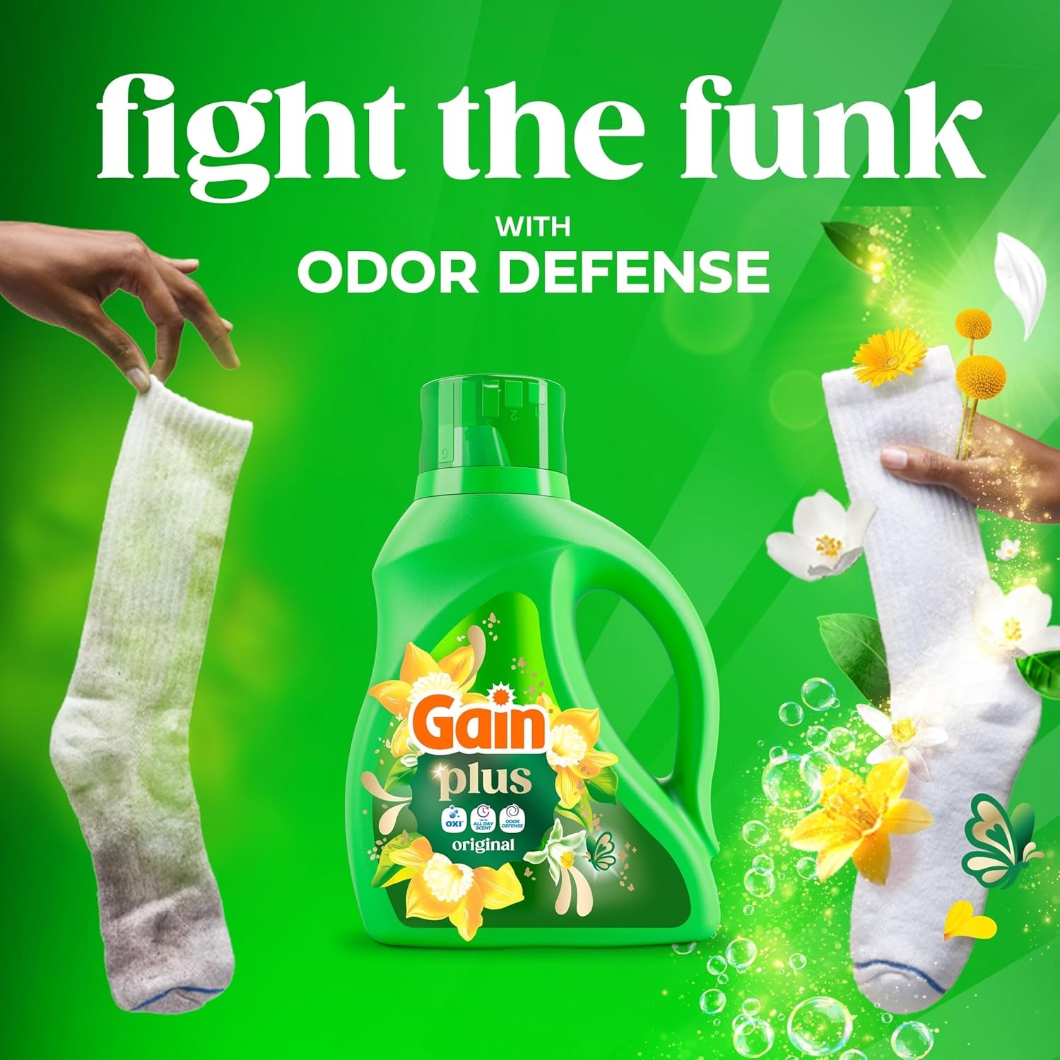 imageGain Plus Liquid Laundry Detergent Cleaner Fresher Now with Oxi Original Scent 170 fl oz 129 Loads99 Fl Oz Pack of 1