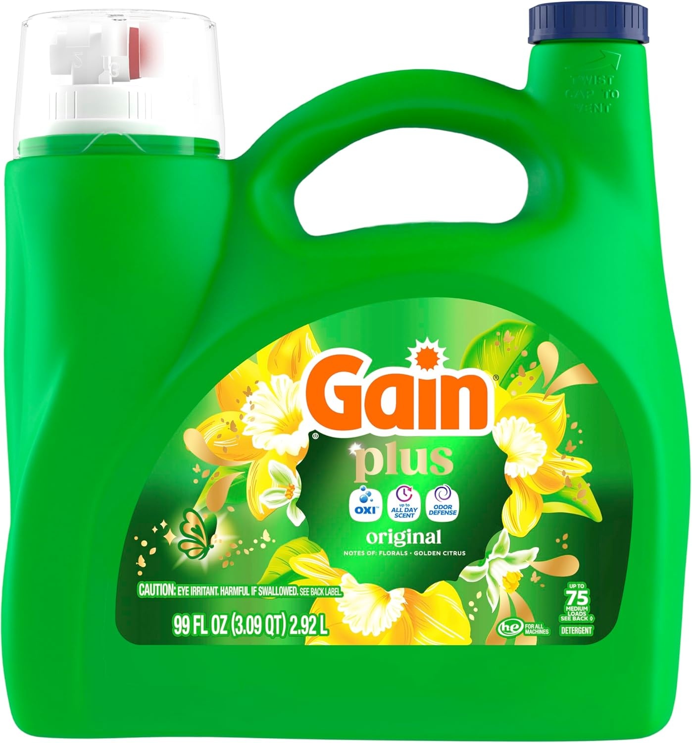 imageGain Plus Liquid Laundry Detergent Cleaner Fresher Now with Oxi Original Scent 170 fl oz 129 Loads99 Fl Oz Pack of 1