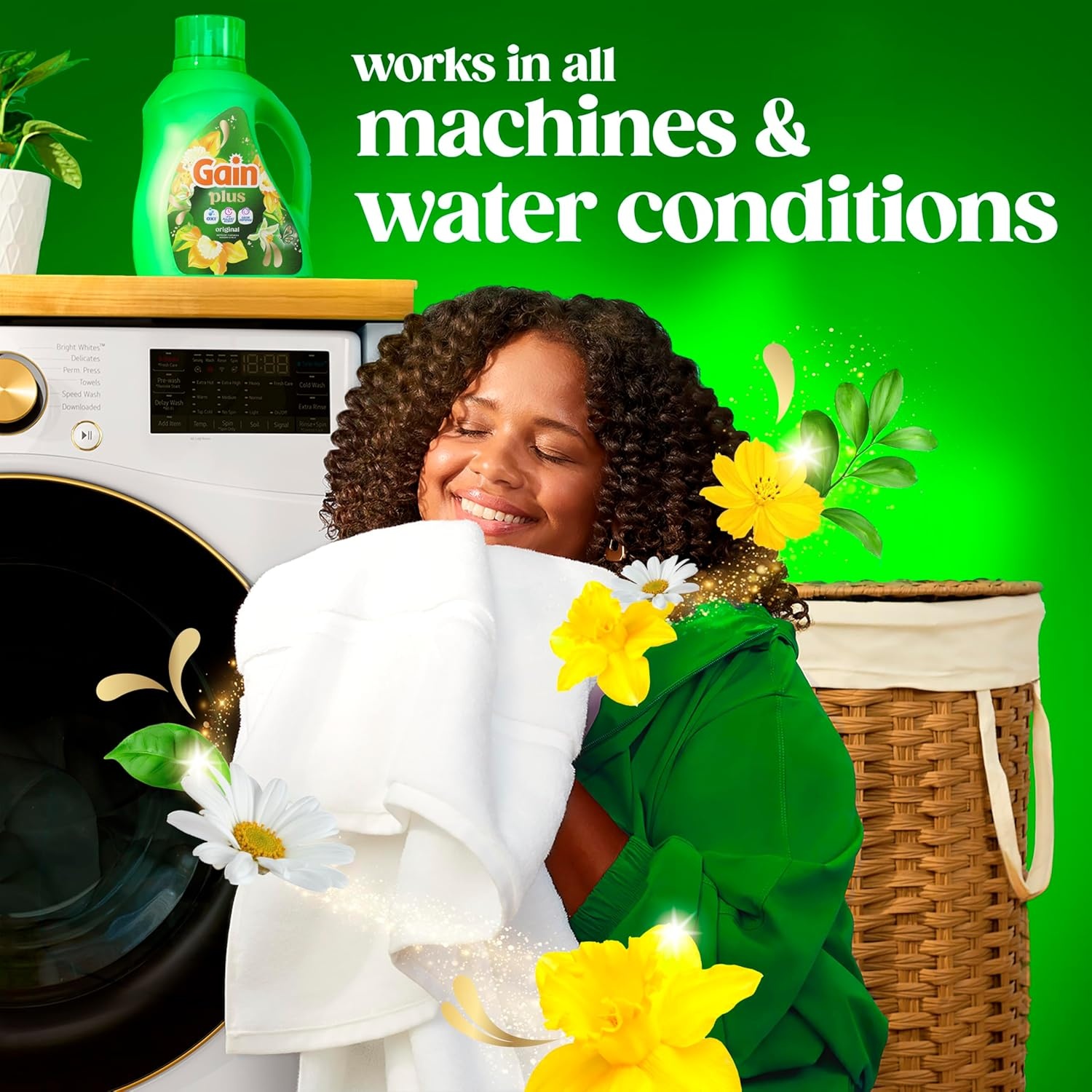 imageGain Plus Liquid Laundry Detergent Cleaner Fresher Now with Oxi Original Scent 170 fl oz 129 Loads99 Fl Oz Pack of 1