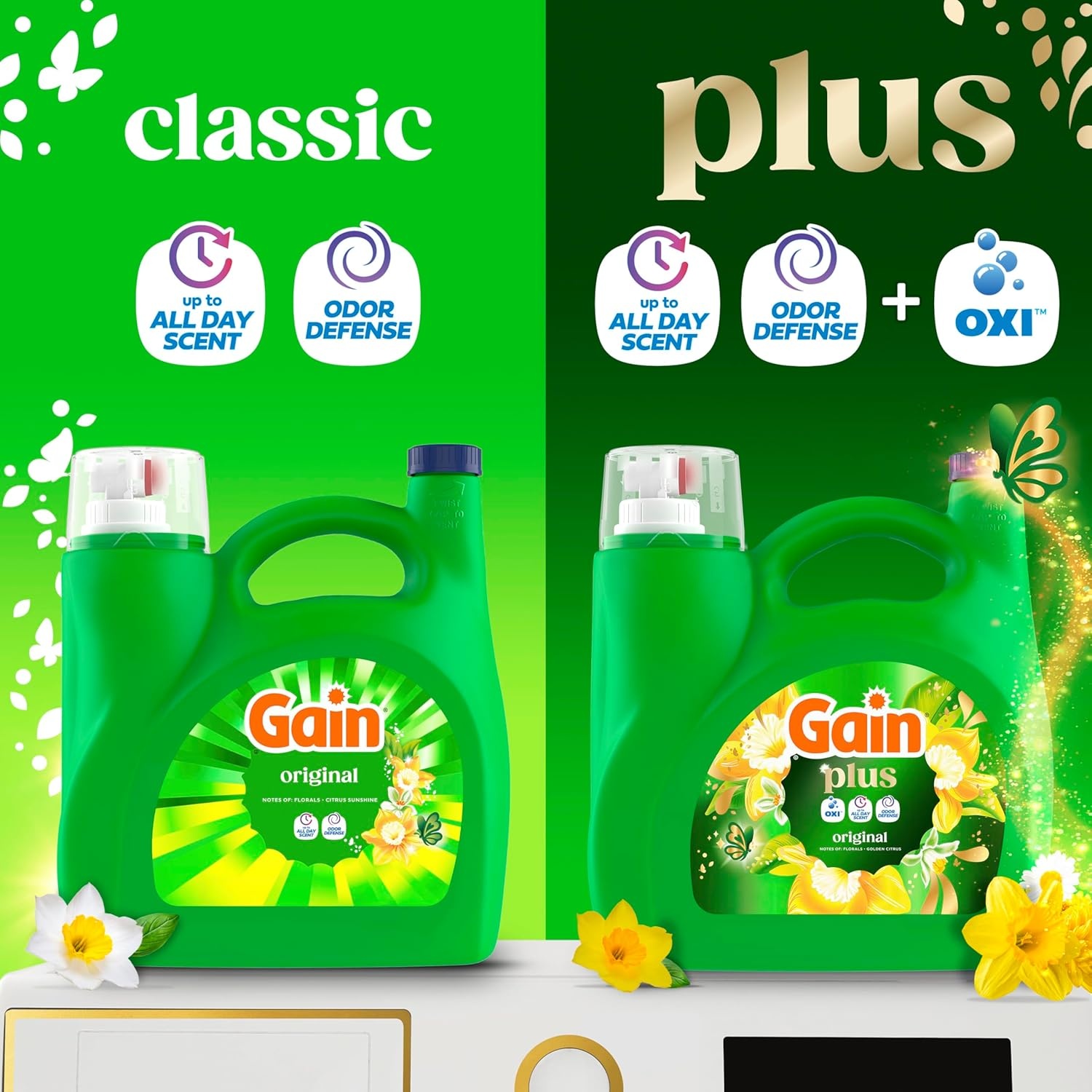 imageGain Plus Liquid Laundry Detergent Cleaner Fresher Now with Oxi Original Scent 170 fl oz 129 Loads99 Fl Oz Pack of 1