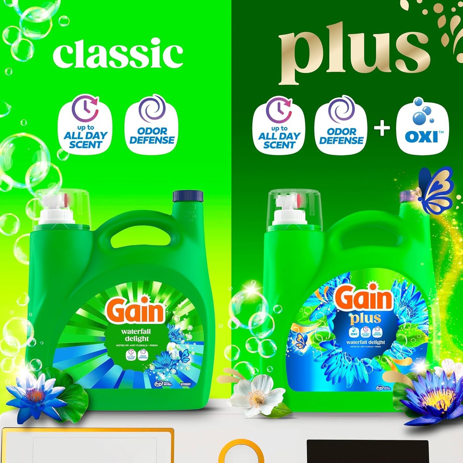 imageGain Plus Liquid Laundry Detergent Cleaner Fresher Now with Oxi Waterfall Delight Scent 170 fl oz 129 Loads170 Fl Oz Pack of 1