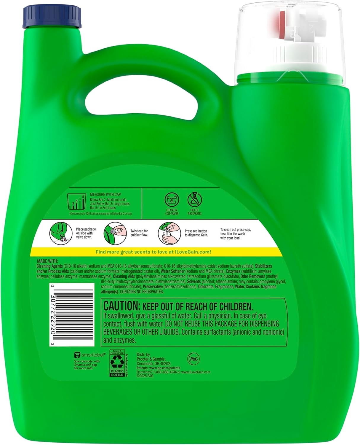 imageGain Plus Liquid Laundry Detergent Cleaner Fresher Now with Oxi Waterfall Delight Scent 170 fl oz 129 Loads170 Fl Oz Pack of 1