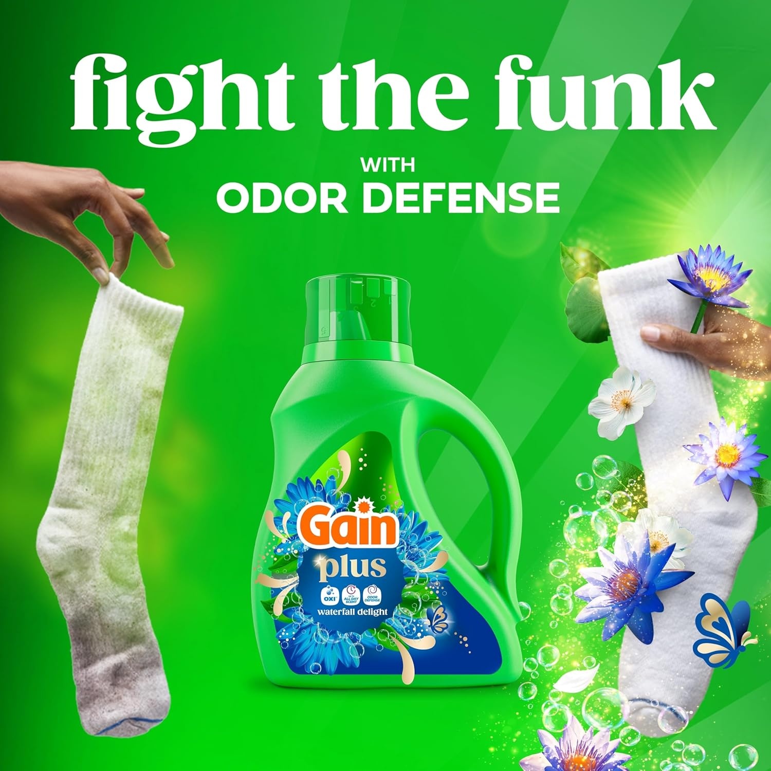 imageGain Plus Liquid Laundry Detergent Cleaner Fresher Now with Oxi Waterfall Delight Scent 170 fl oz 129 Loads170 Fl Oz Pack of 1