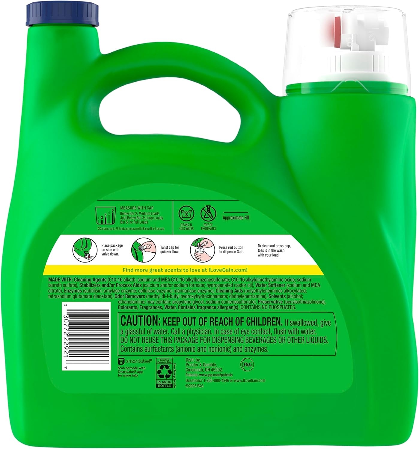 imageGain Plus Liquid Laundry Detergent Cleaner Fresher Now with Oxi Waterfall Delight Scent 170 fl oz 129 Loads99 Fl Oz Pack of 1