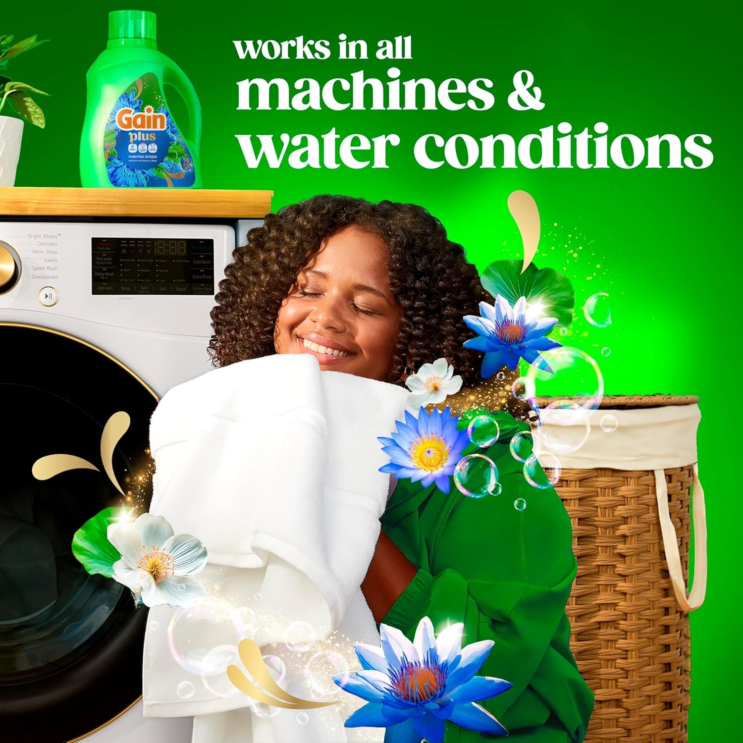 imageGain Plus Liquid Laundry Detergent Cleaner Fresher Now with Oxi Waterfall Delight Scent 170 fl oz 129 Loads99 Fl Oz Pack of 1