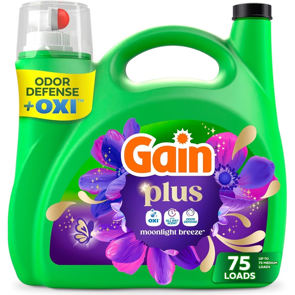 imageGain Plus Liquid Laundry Detergent Cleaner Fresher Now with Oxi Moonlight Breeze Scent 99 fl oz 75 Loads99 Fl Oz Pack of 1