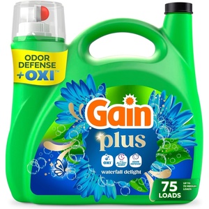 Gain Plus Liquid Laundry Detergent, Cleaner, Fresher, Now with Oxi, Waterfall Delight Scent, 170 fl oz, 129 Loads(99 Fl Oz (Pack of 1))