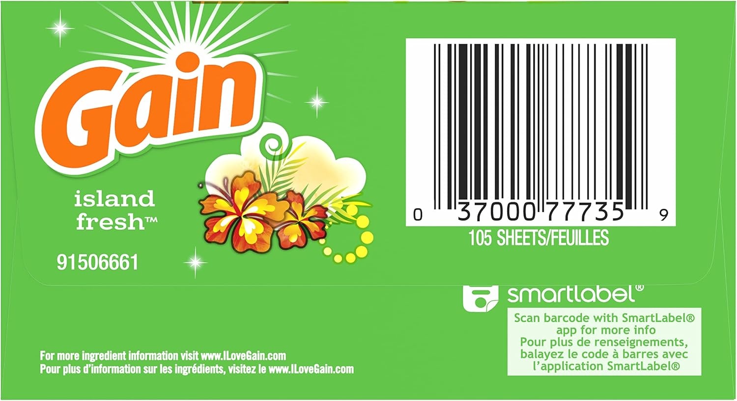 image:imageGain Fabric Softener Dryer Sheets Island Fresh Scent 105 count105 Count Pack of 1