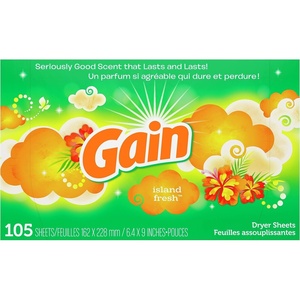 Gain Fabric Softener Dryer Sheets, Island Fresh Scent, 105 count(105 Count (Pack of 1))